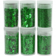 Glitter Grön 6 x 5 g till scrapbooking, pyssel och hobby