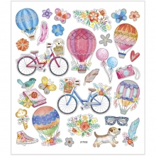 Stickers - 15x16,5 cm - 29 st - Cyklar & Luftballonger