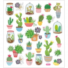 Stickers 15 x 16,5 cm ca. 27 st Kaktus Silverfoil Klistermärken Djur Natur