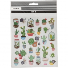 Stickers 15 x 16,5 cm ca. 27 st Kaktus Silverfoil Klistermärken Djur Natur
