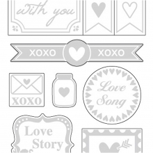 Stickers 10 x 24 cm ca. 14 st Silver Love Klistermärken