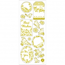Stickers 10 x 24 cm ca. 17 st Guld Fåglar Klistermärken