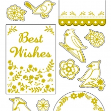 Stickers 10 x 24 cm ca. 17 st Guld Fåglar Klistermärken