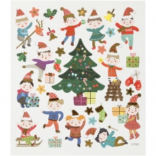 Stickers - Barnens Jul - 15x16,5 cm