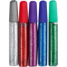 Glitterlim - Mixade färger - 5 st x 10 ml