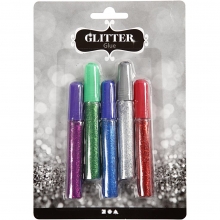 Glitterlim Mixade färger 5 st x 10 ml till scrapbooking, pyssel och hobby