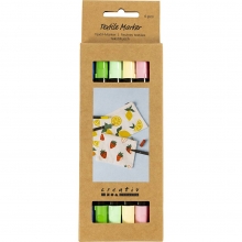 Förpackning med 6 textiltuschpennor i mixade färger.