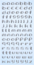 Softy Stickers 3D Alfabet Gemener Matt Silver ca 100 st Siffror Klistermärken