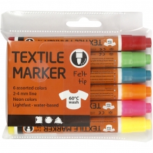 Textilpennor 6 st Neonfärger Spets 2-4 mm Textilpenna