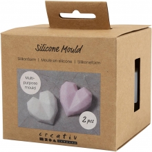 Silikonform Fasetterat Hjärta - 2 st - 6 cm