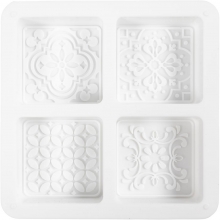 Fyrkantig silikonform, 4 st, grafisk design, packshot.