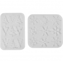 Silikonform Gjutform - Snöflingor och Julgranar - 2 st