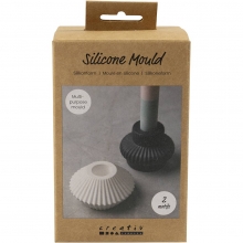 Silikonform för räfflade ljusstakar, 2 st, blank transparent, packshot.