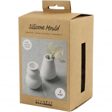 Silikonform, 2 st, matt transparent: vas och ljushållare, packshot.