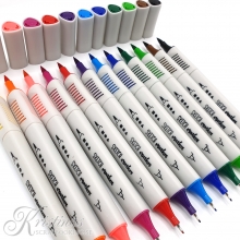Sketch Marker - Mixade färger - 1+2-5 mm - 12 st