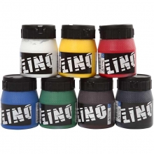 Linoleumfärg i 7 mixade färger - 7 x 250 ml