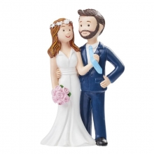 Bröllopspar Miniatyr. Bruden håller i en brudgummen slips. 8 cm