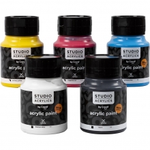 Creall Studio Akrylfärg - Mixade Färger - 5x500 ml