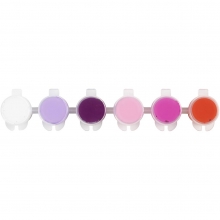 Plus Color hobbyfärg 6×5 ml, lila/pink harmoni, burkar och förpackning.
