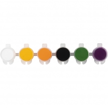Plus Color hobbyfärg 6×5 ml, halloweenfärger, burkar och förpackning.