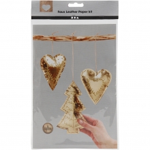 DIY Kit Guld Julfigurer av Läderpapper Julpyssel