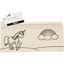 Pennfodral Enhörning Ljus Natur stl. 21x9 cm Textil