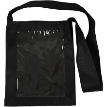 Väska med plastfront - stl. 40x34x8 cm - hålstl. A4 - Svart - Långt handtag