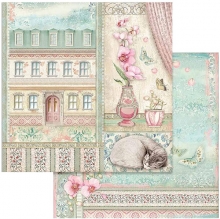 Paper Pad Stamperia Orchids and Cats 8x8 Tum Pappersblock 4 8