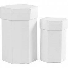 Sexkantiga pappaskar 6x9 cm 2 st Ask Låda Box Kista