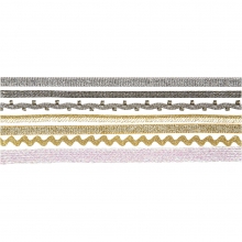 Dekorationsband Vit, guld, silver 7x1,5m Band