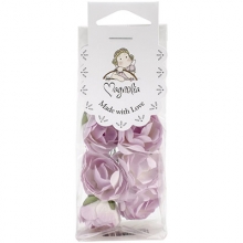 Tygblommor Magnolia Shabby Chic Paper Roses Purple 10 st Dekorationer DIY