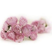 Tygblommor Magnolia Shabby Chic Paper Roses Purple 10 st Dekorationer DIY