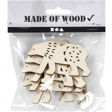 Isbjörn H: 4,5 cm B: 7,5 Plywood 4 st Dekorationsfigur