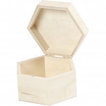 Ask Sexkantig 12x7 cm Plywood Låda Box Kista