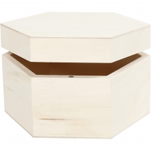 Ask Sexkantig 12x7 cm Plywood Låda Box Kista