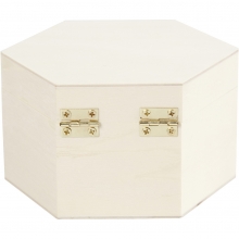 Ask Sexkantig 12x7 cm Plywood Låda Box Kista