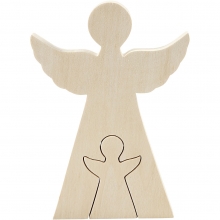 Änglar H: 7,8+20 cm B: 4,5+14,3 Plywood Dekorationsföremål Julpyssel
