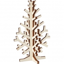 Träfigur Julgran 3D H: 12 cm Plywood Dekorationsföremål Julpyssel