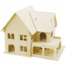 3D Pussel Hus med veranda Höjd: 17 cm Plywood