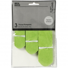 Papperspompomer Lime 3 st Silkespapper till scrapbooking, pyssel och hobby
