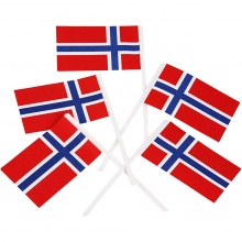 Tårtflaggor 30 x 50 mm Norge 100 st Pappersflaggor