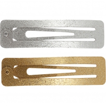 Hårklämmor Guld/Silver - 16x58 mm - 4 st