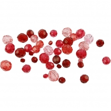 Harmoni Facettmix ca 860 st Röd 250 gram Akrylpärlor