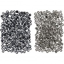 Seed Beads - 1,7 mm - Mörk Metallicgrå / Svart - 2x7 gram