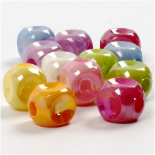 Fyrkantiga Pärlor i Regnbågsfärger 10 mm Ca 520 st Akrylpärlor