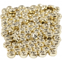 Bokstavspärlor 7 mm Hål 1,2 Guld 200 st till scrapbooking, pyssel och hobby