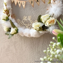 Påskkrans Vit Päls Kanin med öron Påskpyssel Inspiration