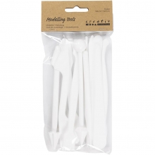 Tolvpack vita modelleringspinnar med olika spetsar upplagda i rad.