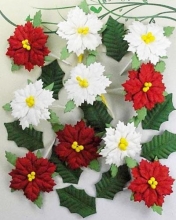 Poinsettia Holly Leaves - Röda och Vita - 20 delar