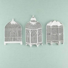 Shabby Chic Metal Three Bird Cages Dekorationer DIY